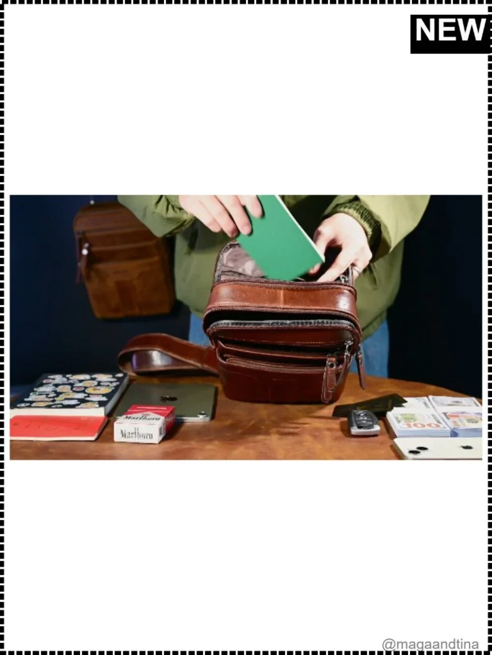N/A leather messenger